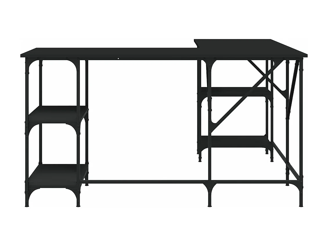 Scrivania tavolo postazione di lavoro mobile per computer studio 139 x 139 x 75 cm derivati ​​del legno nero 02_0023902