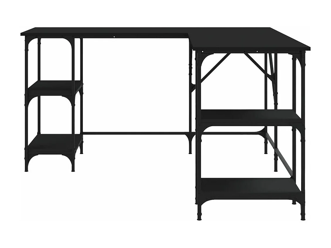 Scrivania tavolo postazione di lavoro mobile per computer studio 139 x 139 x 75 cm derivati ​​del legno nero 02_0023902