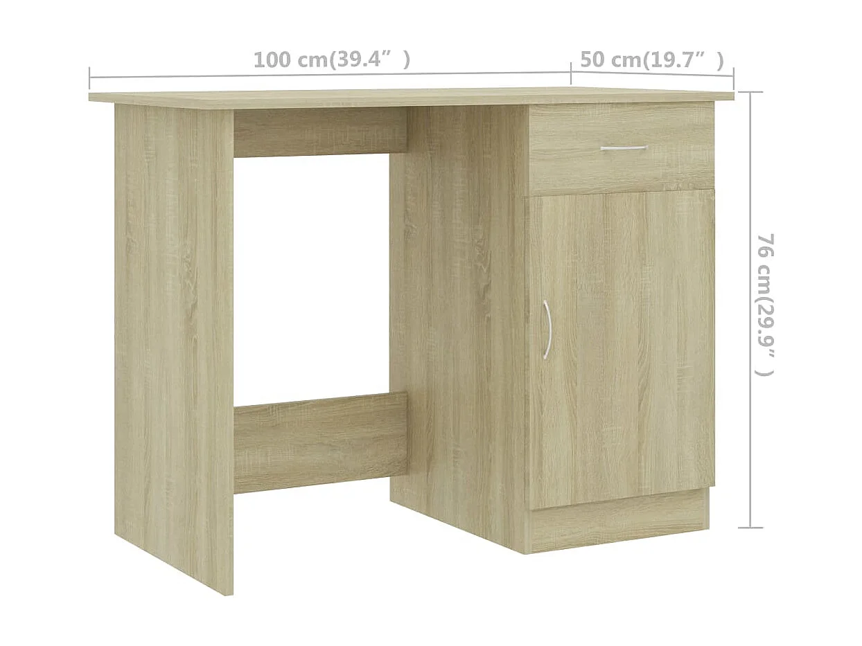 Bureau table poste de bois marron 100 x 50 x 76 cm 02_0023634
