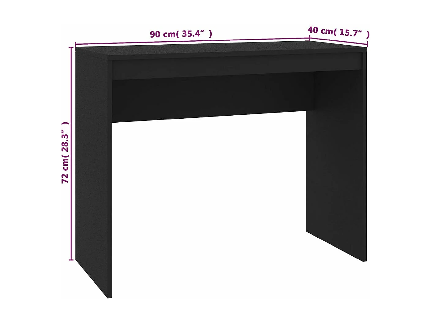 Scrivania tavolo postazione di lavoro mobile per computer studio per computer 90 x 40 x 72 cm derivati ​​del legno nero 02_0023924
