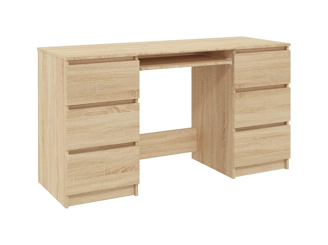 Scrivania tavolo postazione di lavoro mobile per computer studio IT rovere Sonoma 140 x 50 x 77 cm derivati ​​del legno marrone 02_0023656