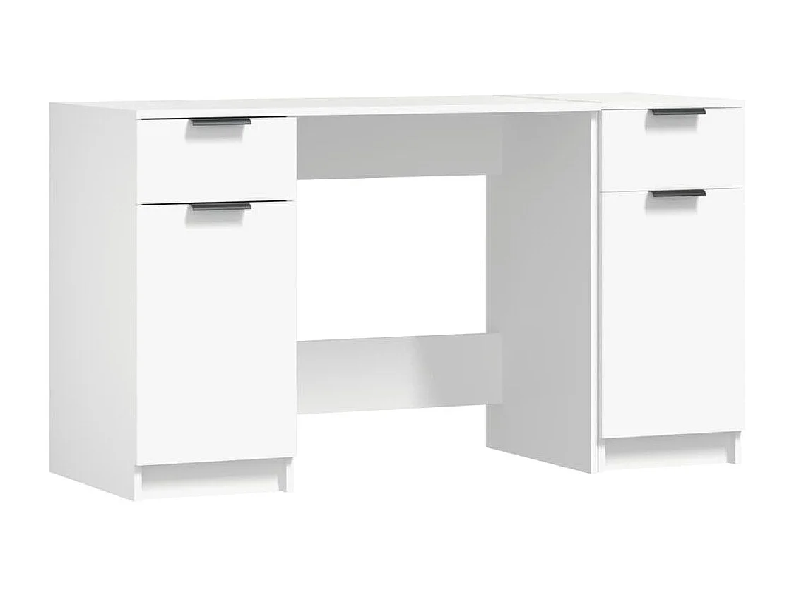 Tavolo da ufficio postazione di lavoro mobile per computer studio per computer con armadietto laterale in derivati ​​del legno bianco 02_0023391