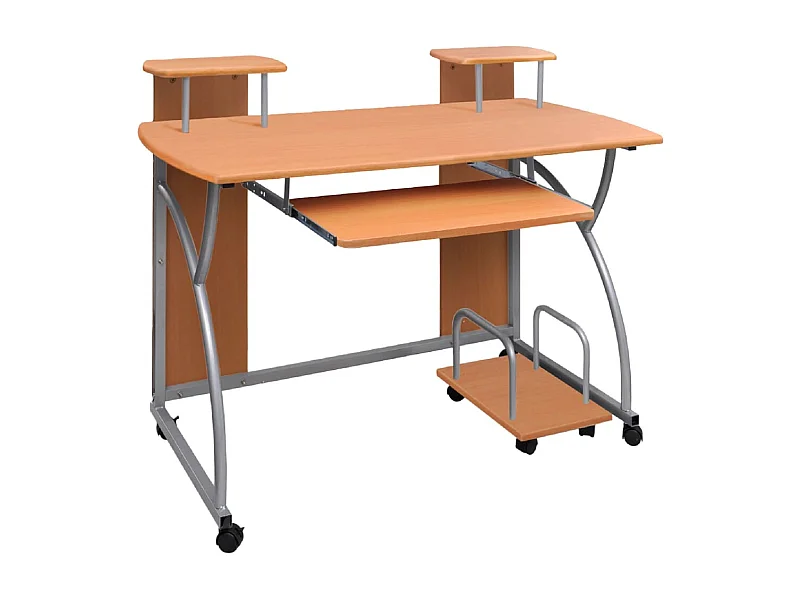 Mesa de escritorio puesto de trabajo mueble para ordenador estudio informático 110 x 52 x 88,5 cm madera contrachapada marrón 02_0023737