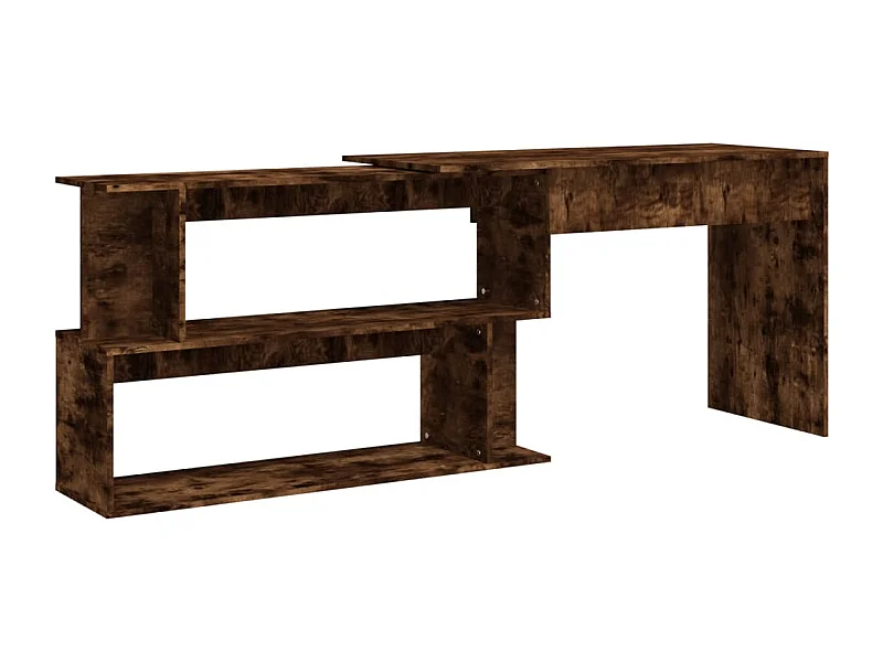 Mesa de escritorio puesto de trabajo mueble para ordenador estudio de esquina IT roble ahumado 200 x 50 x 76 cm madera contrachapada marrón 02_0023673