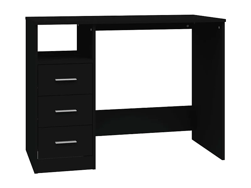 Scrivania tavolo postazione di lavoro mobile per computer studio con cassetti 102 x 50 x 76 cm derivati ​​del legno nero 02_0023473