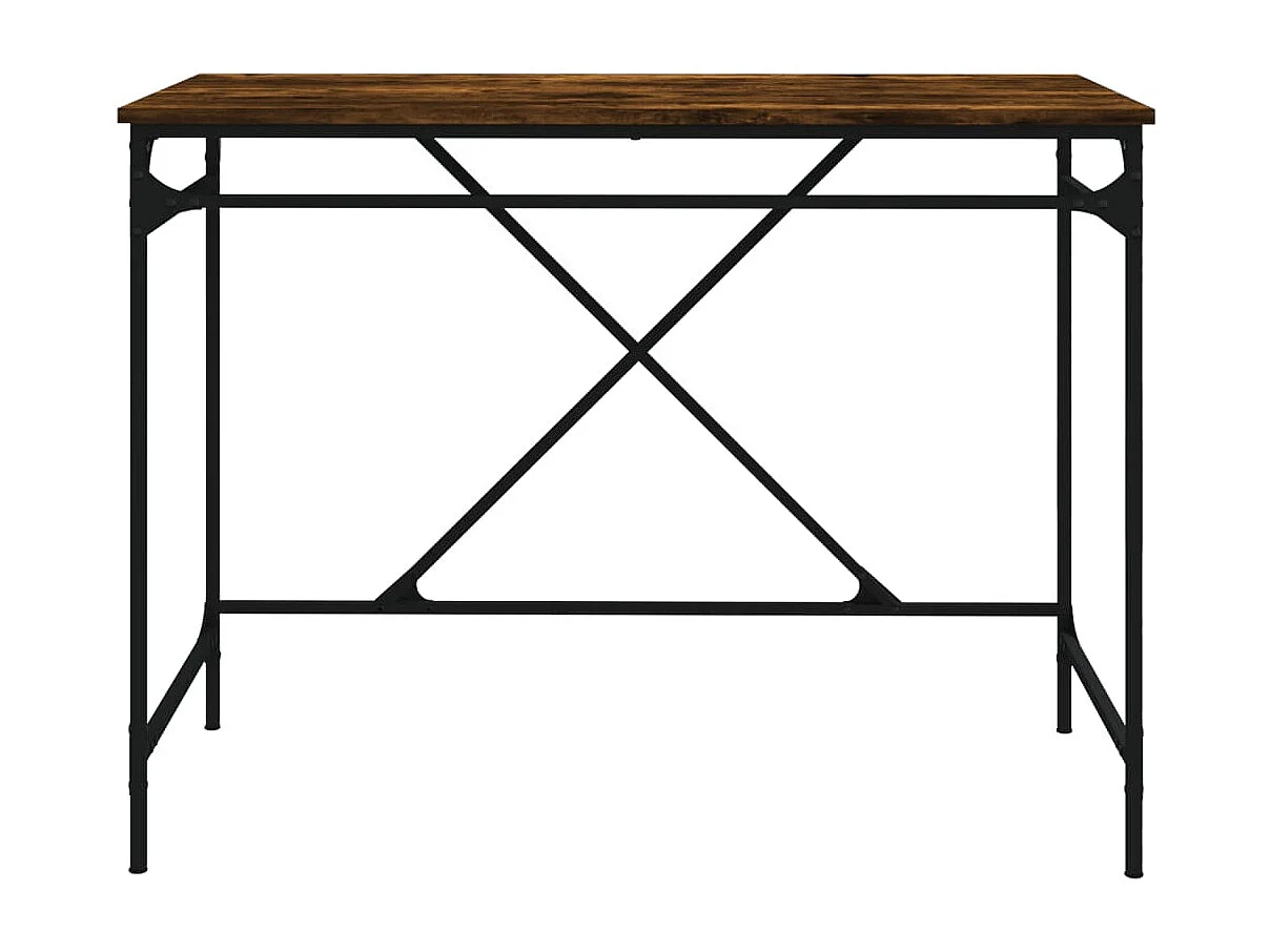 Scrivania tavolo postazione di lavoro mobile per computer studio rovere affumicato 100 x 50 x 75 cm derivati ​​del legno e ferro marrone 02_0023563