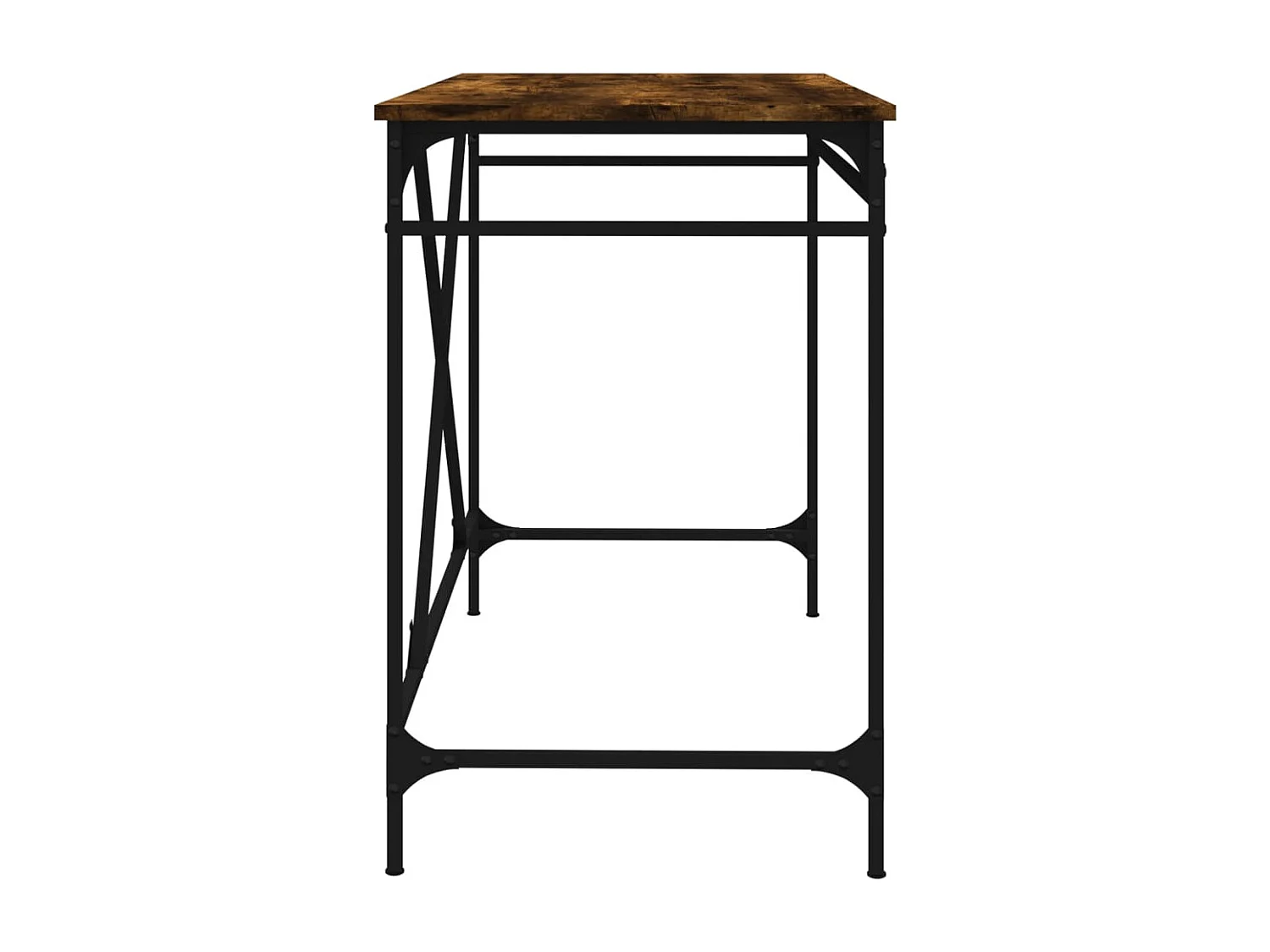 Scrivania tavolo postazione di lavoro mobile per computer studio rovere affumicato 100 x 50 x 75 cm derivati ​​del legno e ferro marrone 02_0023563