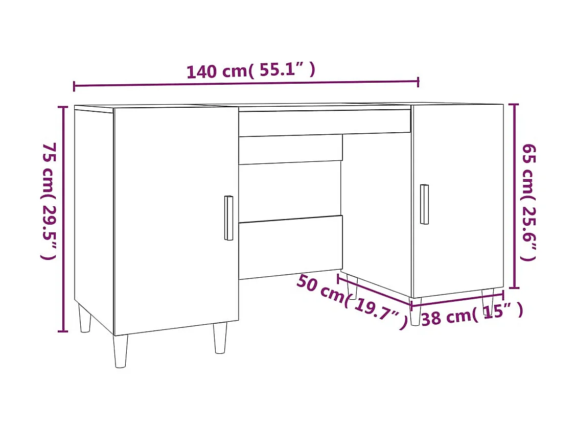 Scrivania tavolo postazione di lavoro mobile per computer studio 140 x 50 x 75 cm derivati ​​del legno bianco 02_0023514