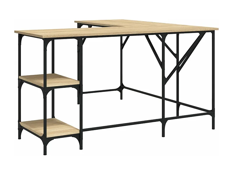 Scrivania tavolo postazione di lavoro mobile per computer studio computer rovere sonoma 139 x 139 x 75 cm legno ingegnerizzato marrone 02_0023641