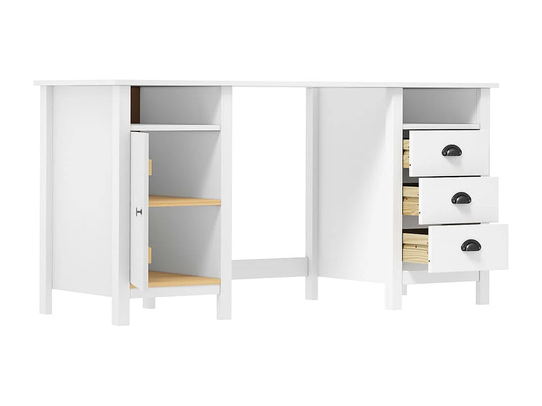 Scrivania tavolo postazione di lavoro mobile per computer studio IT Hill 150 x 50 x 74 cm legno massello di pino bianco 02_0023861