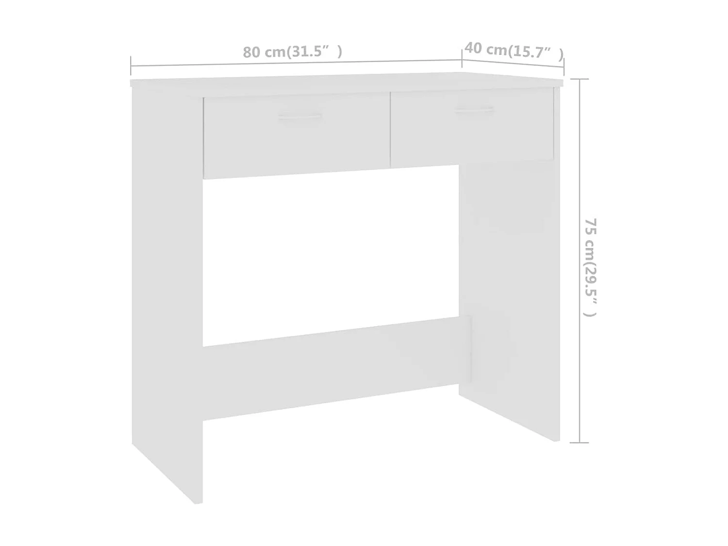 Mesa escritorio puesto de trabajo mueble informático estudio informático 80 x 40 x 75 cm madera contrachapada blanco 02_0023525