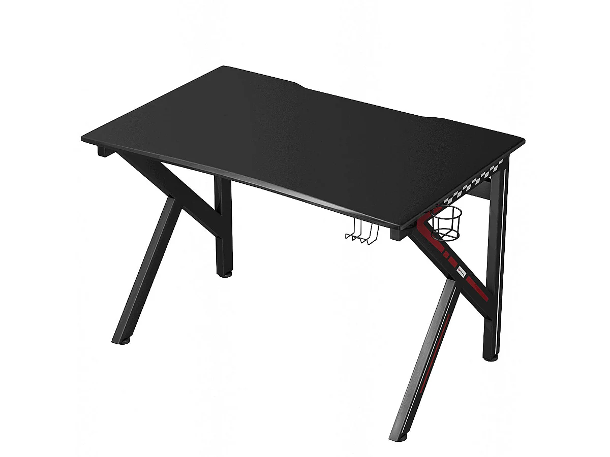 Escritorio para juegos mesa para ordenador 115 x 75 x 76 cm con portavasos estable k estructura de acero robusta negro 20_0005672