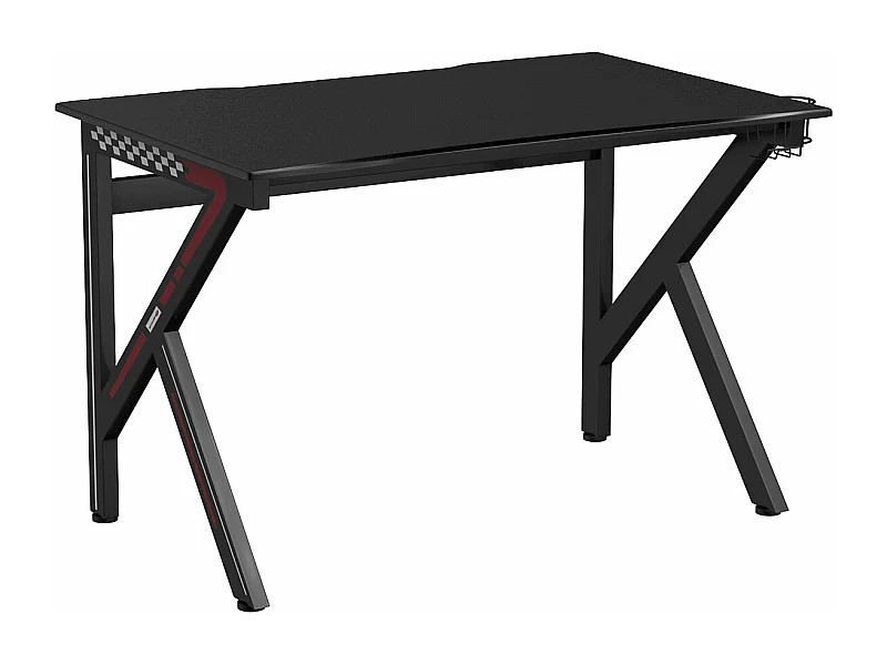 Mesa de computador para jogos 115 x 75 x 76 cm com porta-copos estável k estrutura de aço robusta preta 20_0005672
