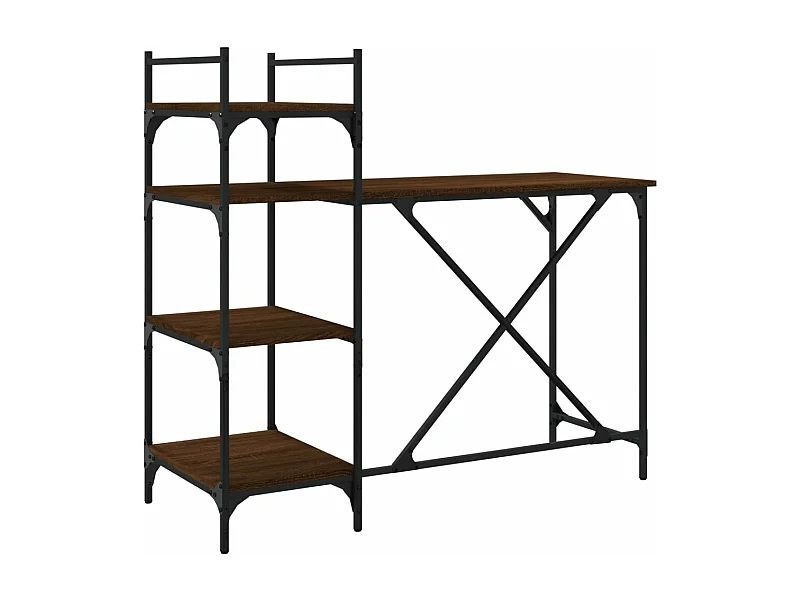 Mesa de escritorio puesto de trabajo mueble para ordenador estudio con estantes roble 120 x 47 x 109 cm marrón 02_0023705