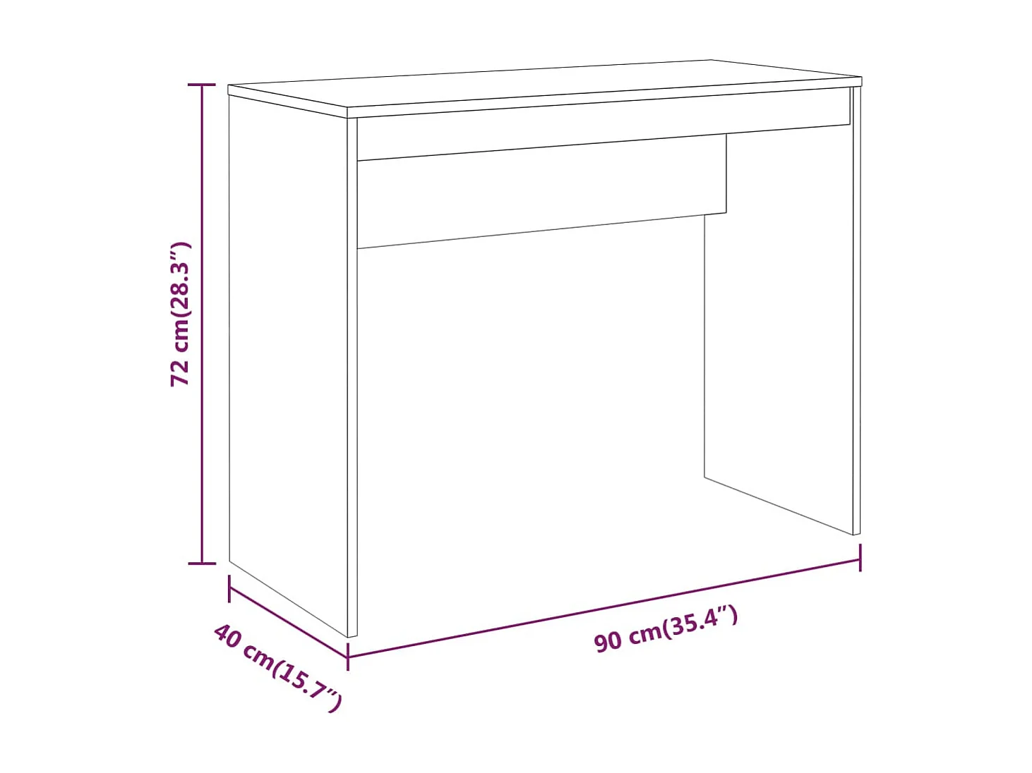 Scrivania tavolo postazione di lavoro mobile per computer studio rovere affumicato 90 x 40 x 72 cm derivati ​​del legno marrone 02_0023592
