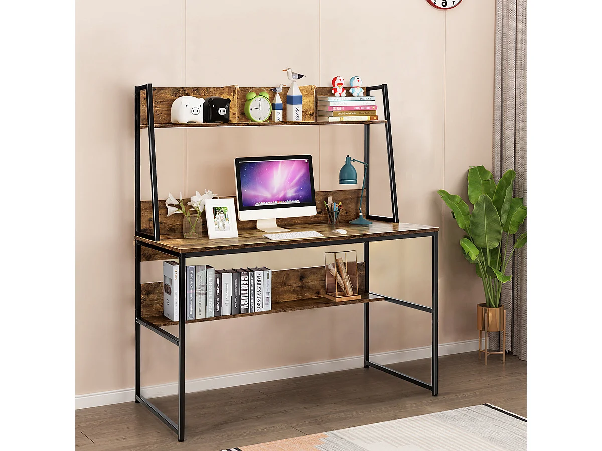 Bureau avec niche et marron 120 x 57 x 140 cm 20_0007969