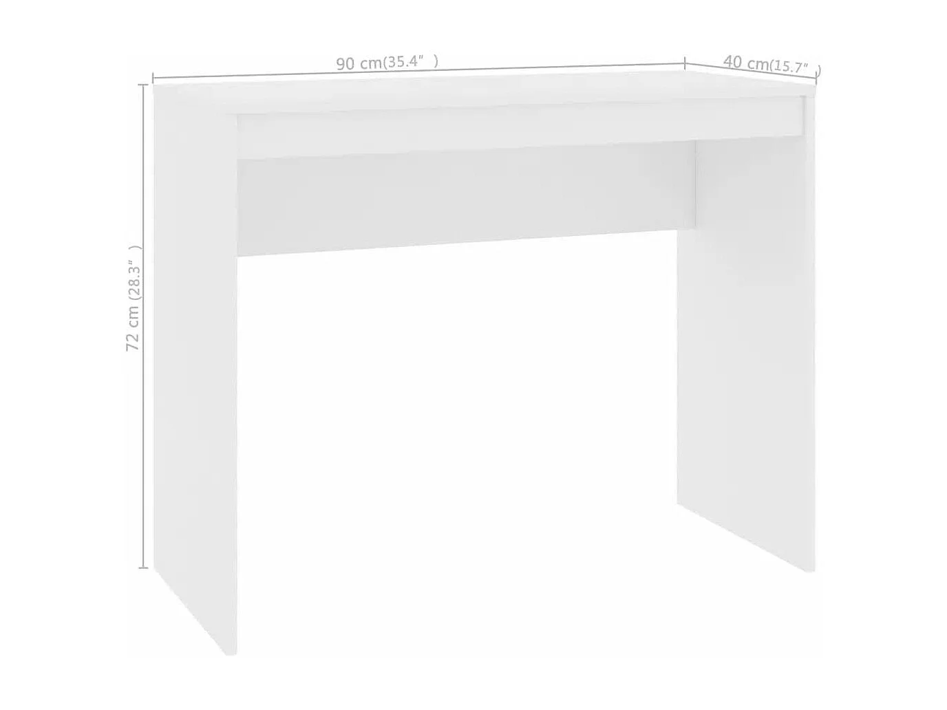 Scrivania tavolo postazione di lavoro mobile per computer studio 90 x 40 x 72 cm derivati ​​del legno bianco 02_0023527