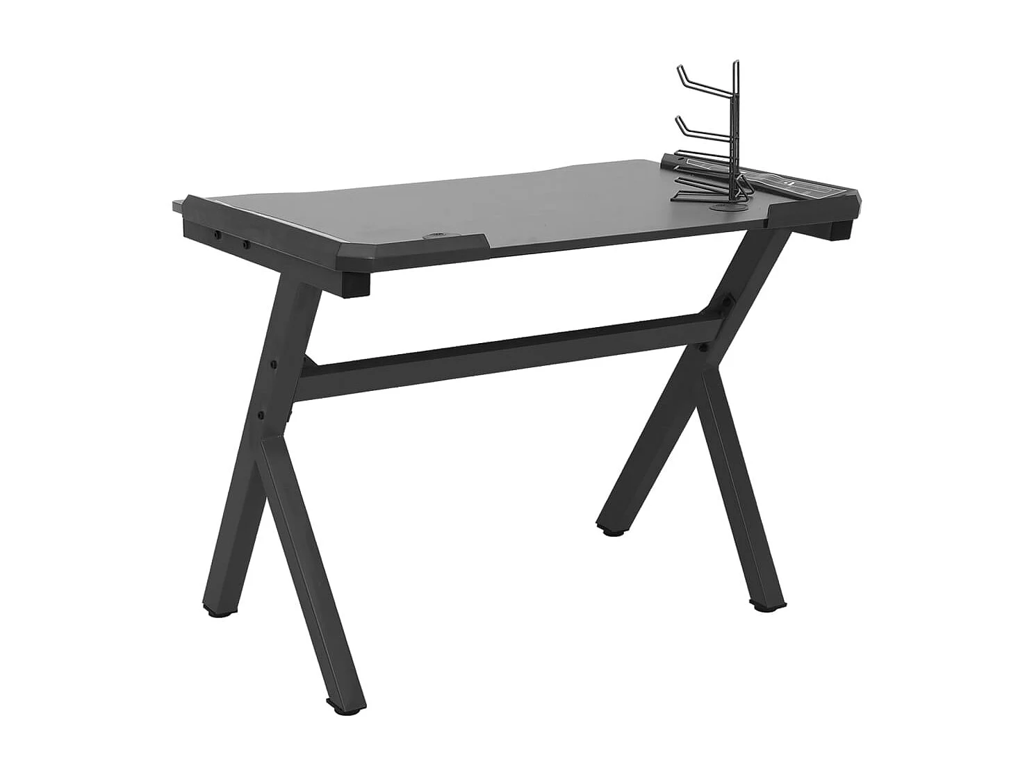 Scrivania tavolo postazione di lavoro mobile per computer gioco per computer studio LED a forma di Y 90 x 60 x 75 cm nero 02_0023777