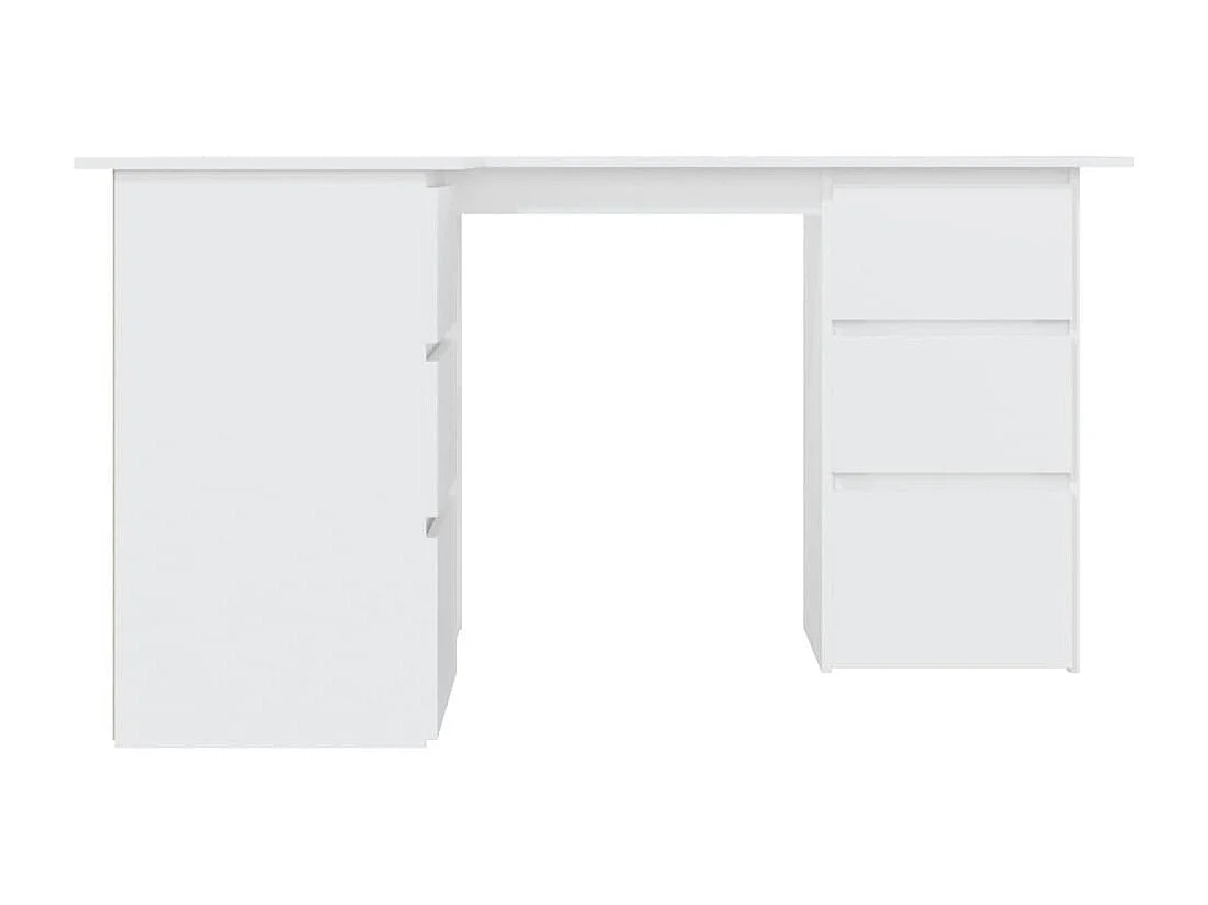 Mesa mesa estação de trabalho móveis de computador canto de TI estudo 145 x 100 x 76 cm madeira engenharia branco 02_0023666