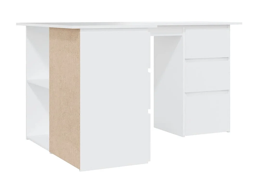 Mesa mesa estação de trabalho móveis de computador canto de TI estudo 145 x 100 x 76 cm madeira engenharia branco 02_0023666