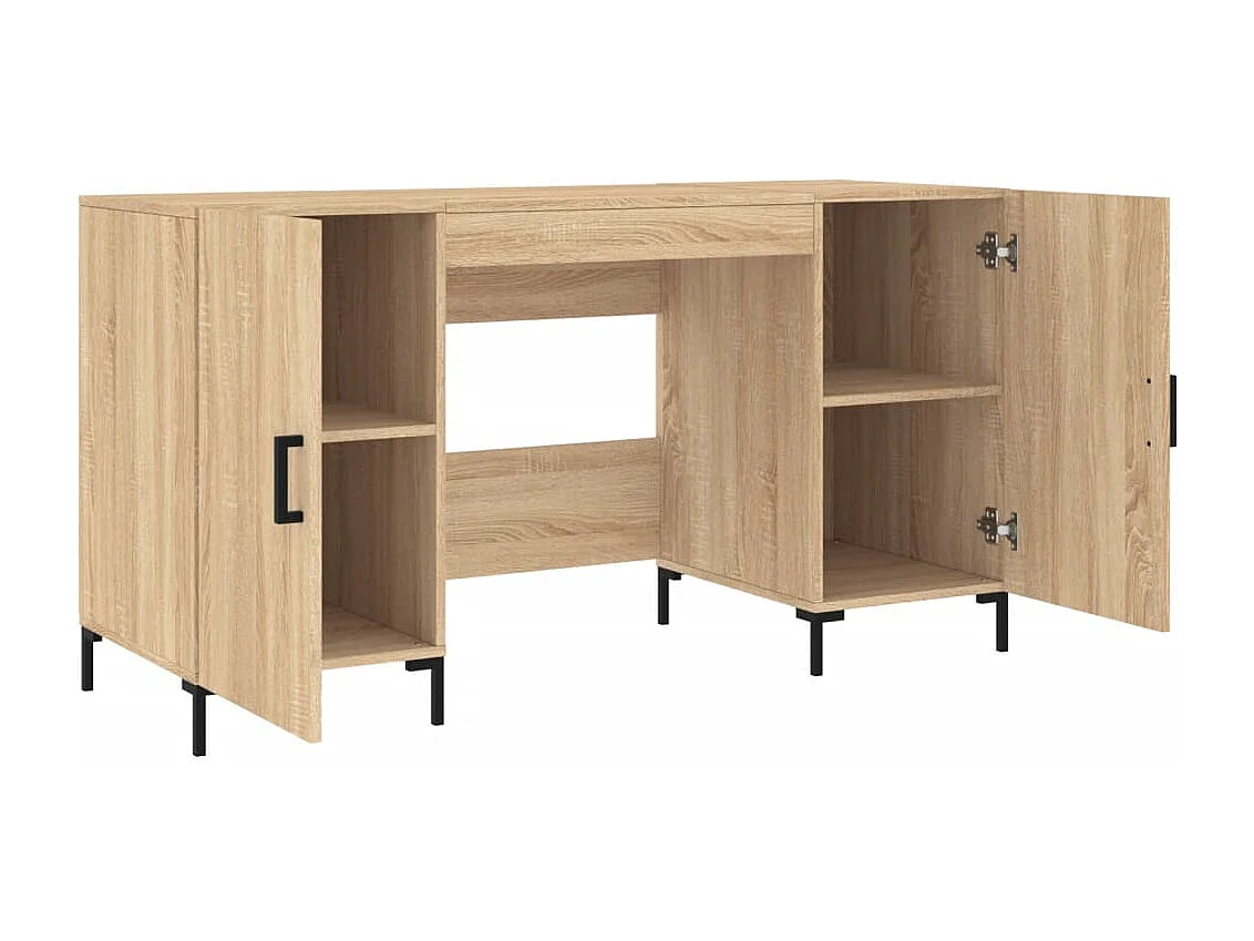 Mesa de escritorio puesto de trabajo mueble para ordenador estudio informático roble sonoma 140 x 50 x 75 cm madera contrachapada marrón 02_0023643