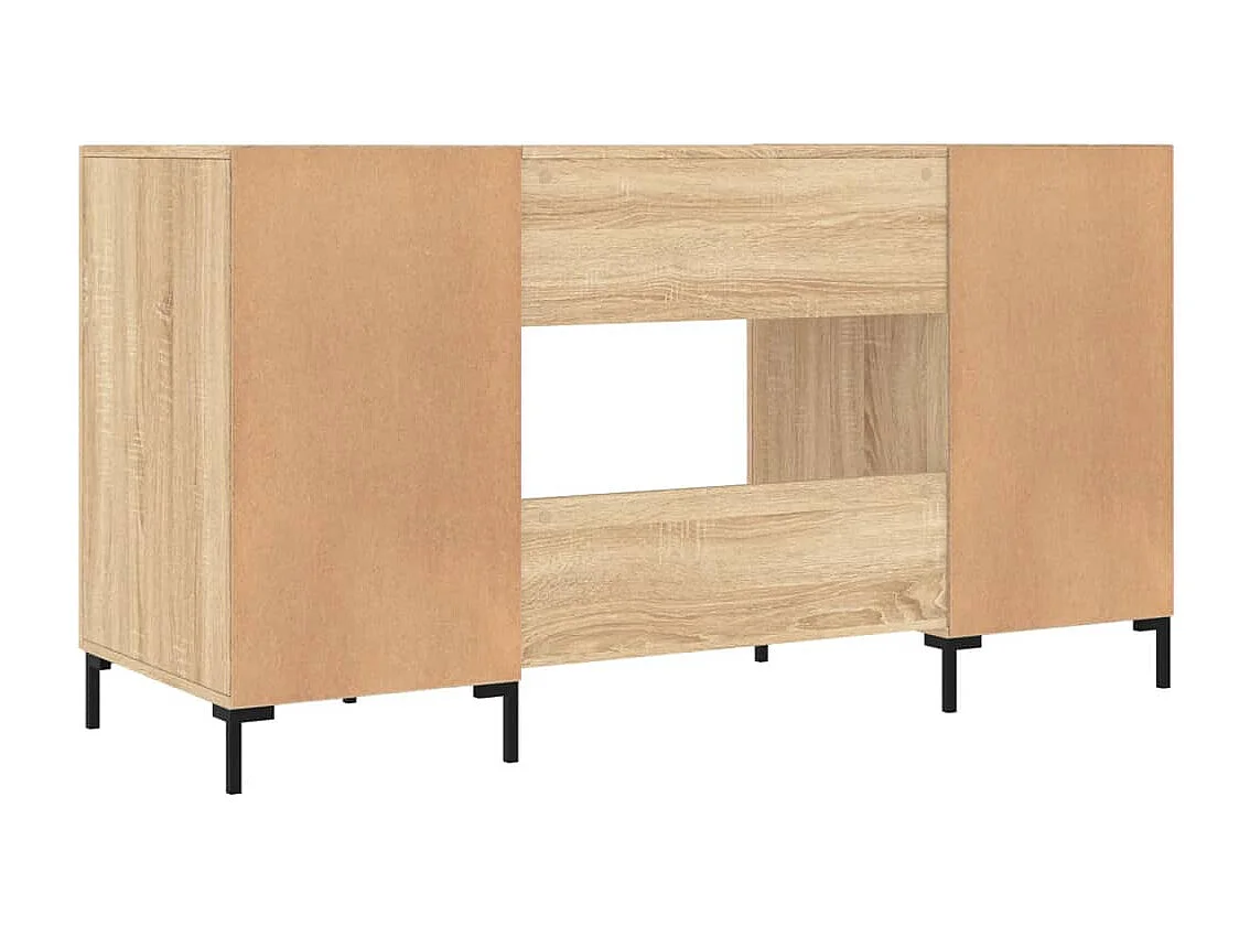 Mesa de escritorio puesto de trabajo mueble para ordenador estudio informático roble sonoma 140 x 50 x 75 cm madera contrachapada marrón 02_0023643