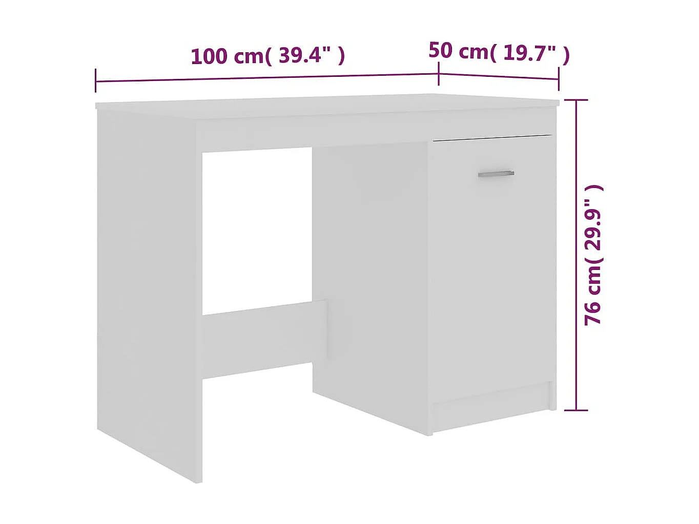Scrivania tavolo postazione di lavoro mobile per computer studio IT 100 x 50 x 76 cm derivati ​​del legno bianco 02_0023499