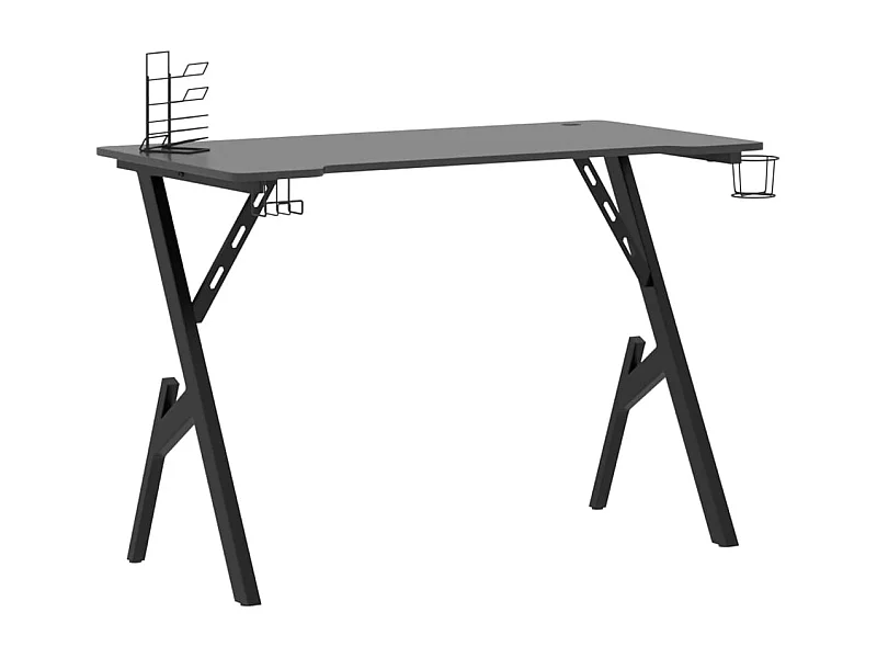 Mesa de trabalho estação de trabalho móveis de computador estudo de jogos de computador com pernas em forma de Y 110 x 60 x 75 cm preto 02_0023771