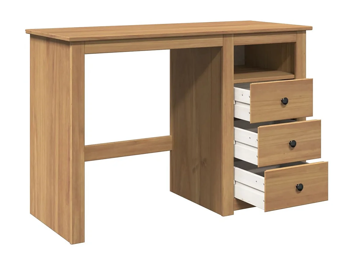 Mesa de escritório estação de trabalho móveis de computador estudo Panamá 112 x 45 x 75 cm madeira maciça de pinho marrom 02_0023930