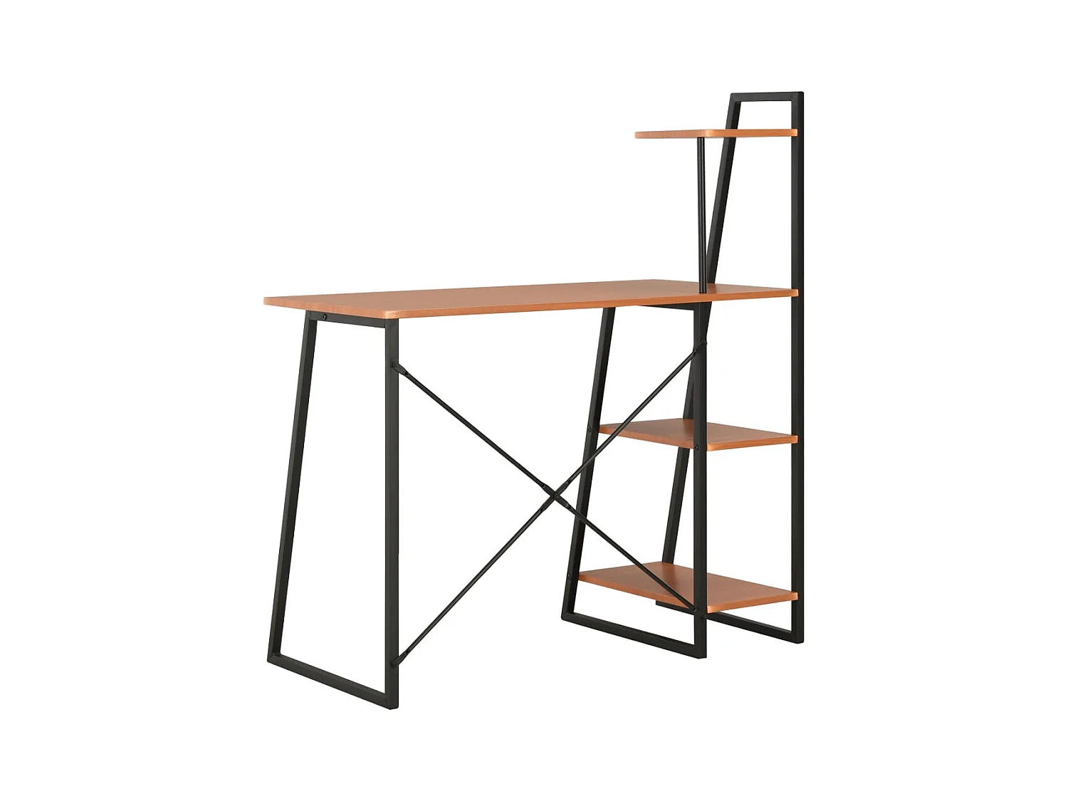 Tavolo da ufficio postazione di lavoro mobile per computer studio IT con ripiano e 102 x 50 x 117 cm marrone 02_0023481