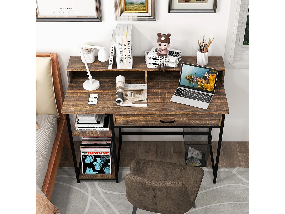 Bureau d'ordinateur avec étagère marron 120 x 56 x 90.5 cm 20_0007985