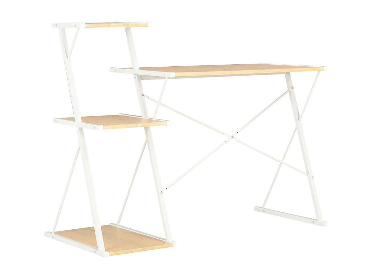 Scrivania tavolo postazione di lavoro mobile per computer studio con ripiano e rovere 116 x 50 x 93 cm bianco 02_0023477