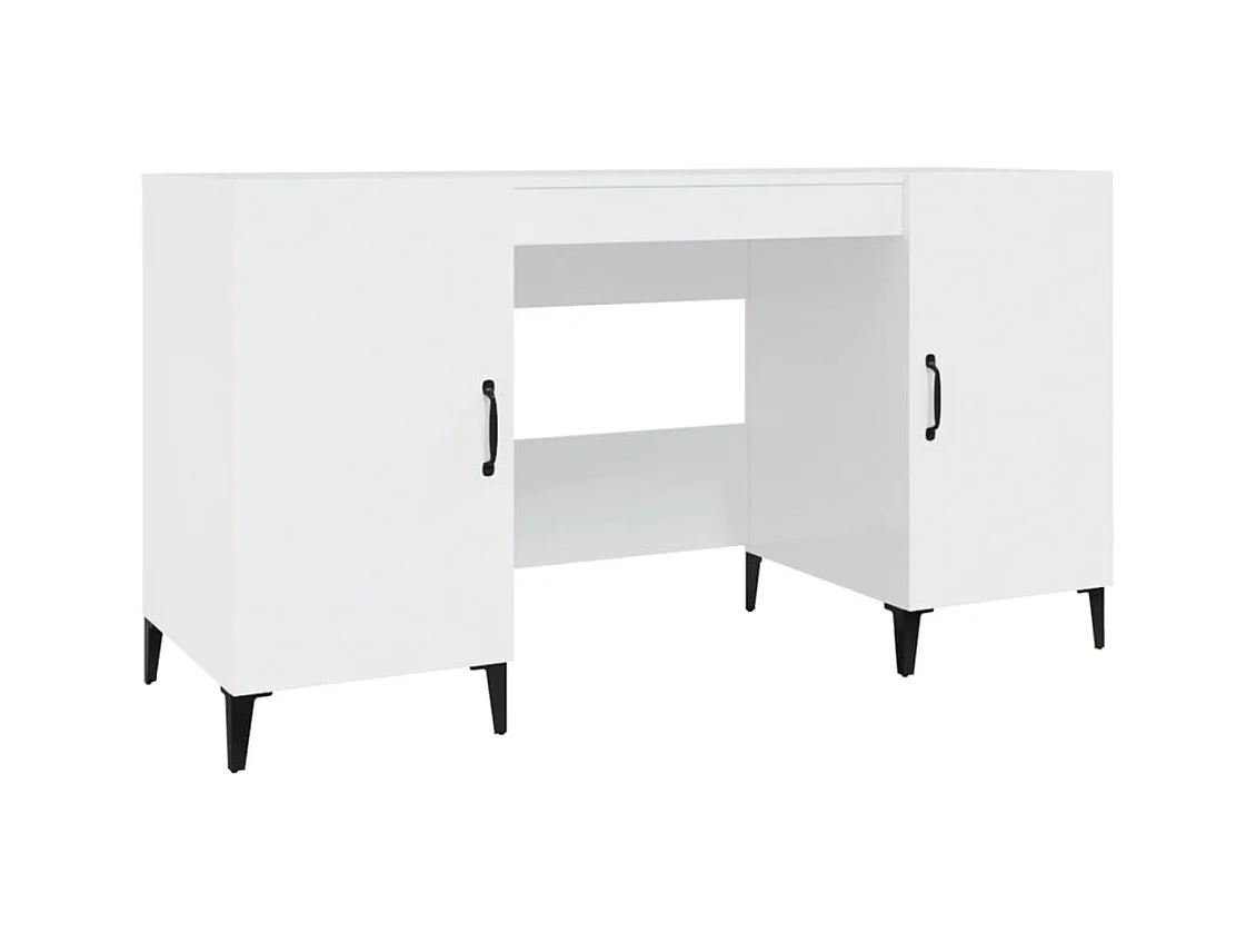 Mesa mesa estação de trabalho móveis de computador estudo de TI brilhante 140 x 50 x 75 cm madeira engenharia branco 02_0023541
