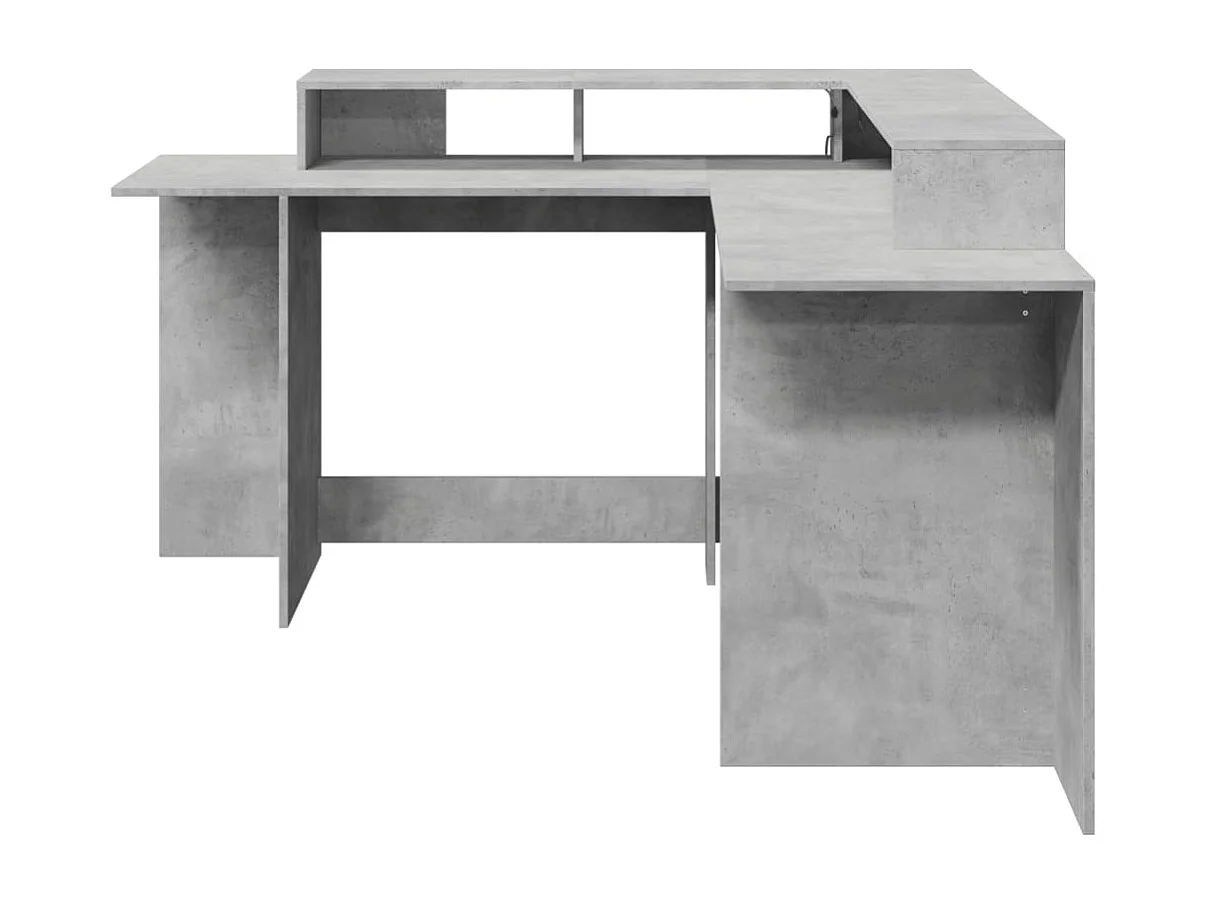 Scrivania tavolo postazione mobile porta computer studio e luci LED 152 x 152 x 91 cm multistrato grigio 02_0023800