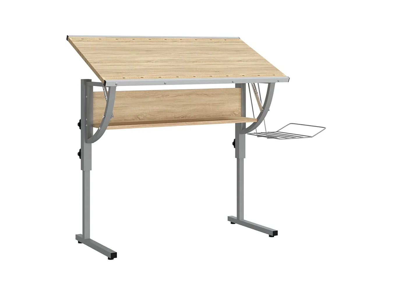 Scrivania tavolo postazione di lavoro mobile per computer IT studio artigianale rovere Sonoma e 110 x 53 x (58-87) cm marrone 02_0023699