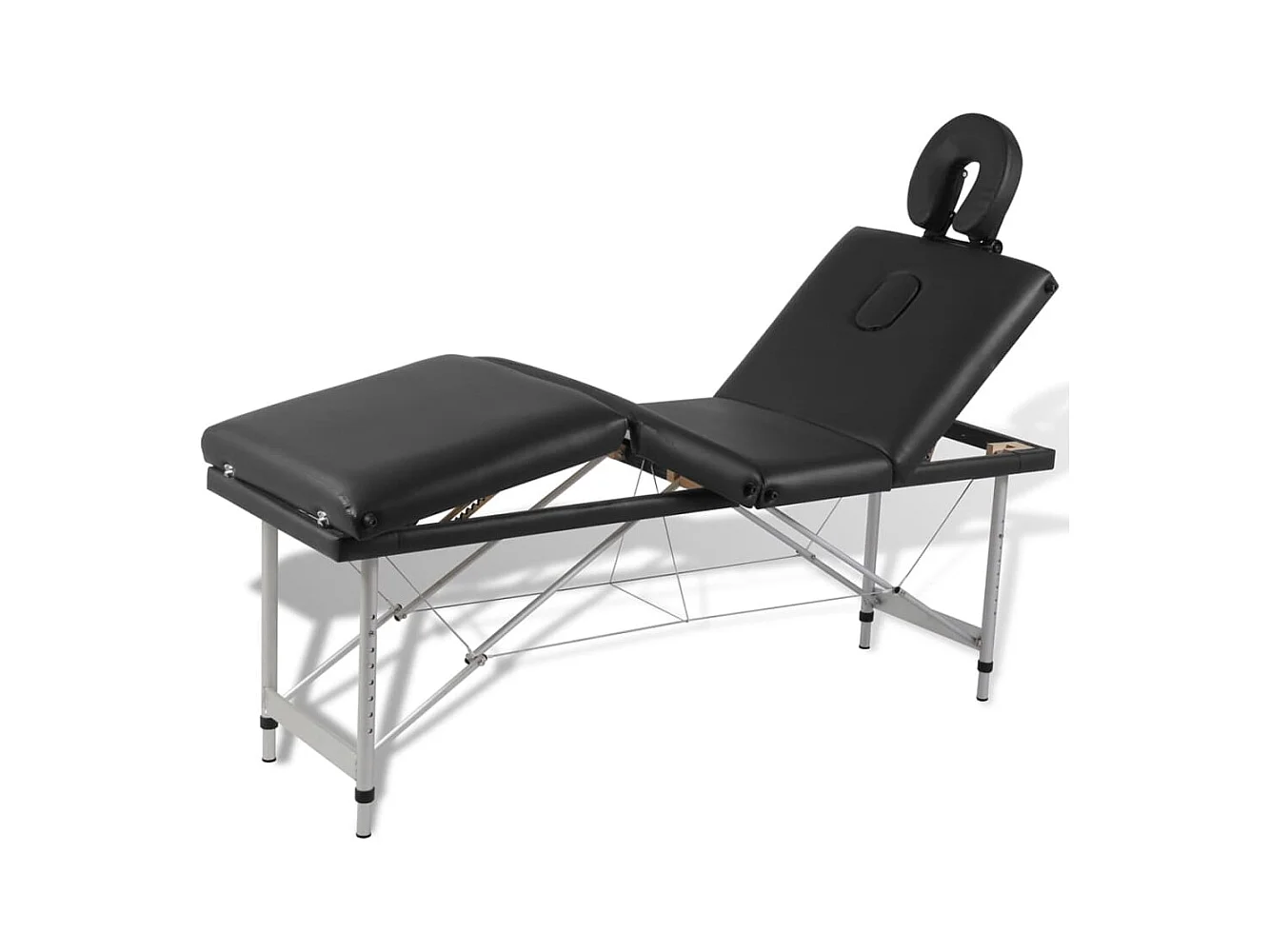 Lettino da massaggio pieghevole a 4 zone con struttura in acciaio inox nero 02_0001890