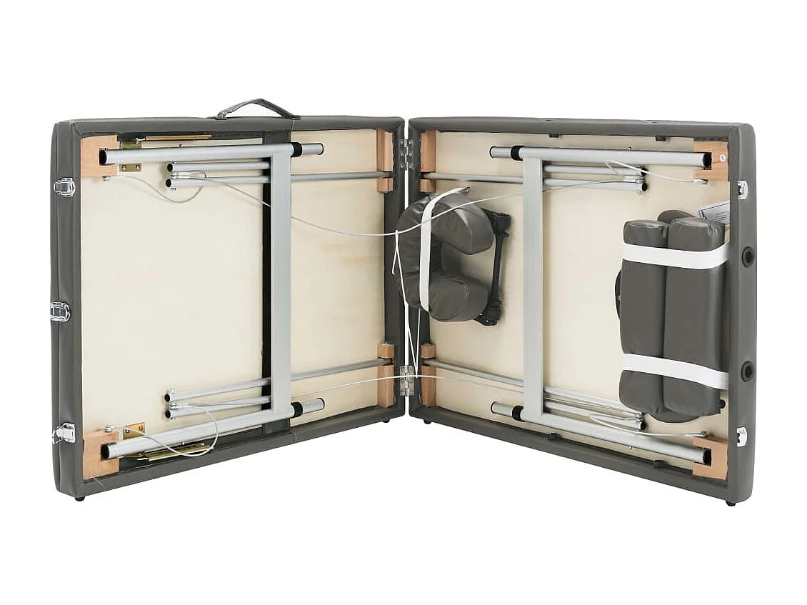 Camilla de masaje con 3 zonas estructura de aluminio banco de masaje reposacabezas reposabrazos ajustable camilla de masaje plegable portátil antracita 02_0001798