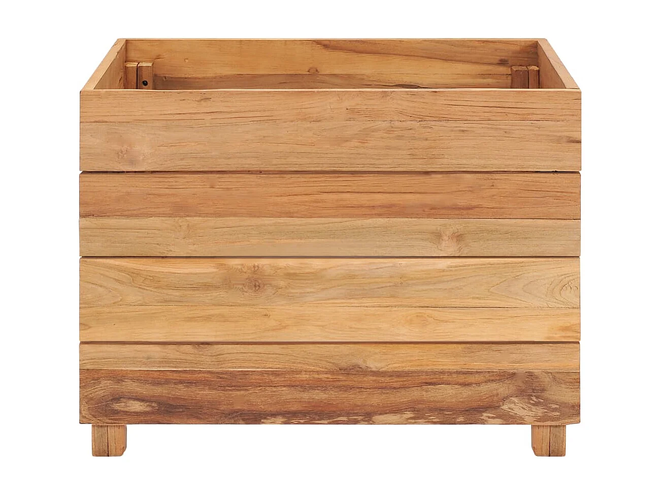 Jardinera arriate elevado plantas flores jardín 50 x 40 x 38 cm madera de teca reciclada y acero 02_0000937