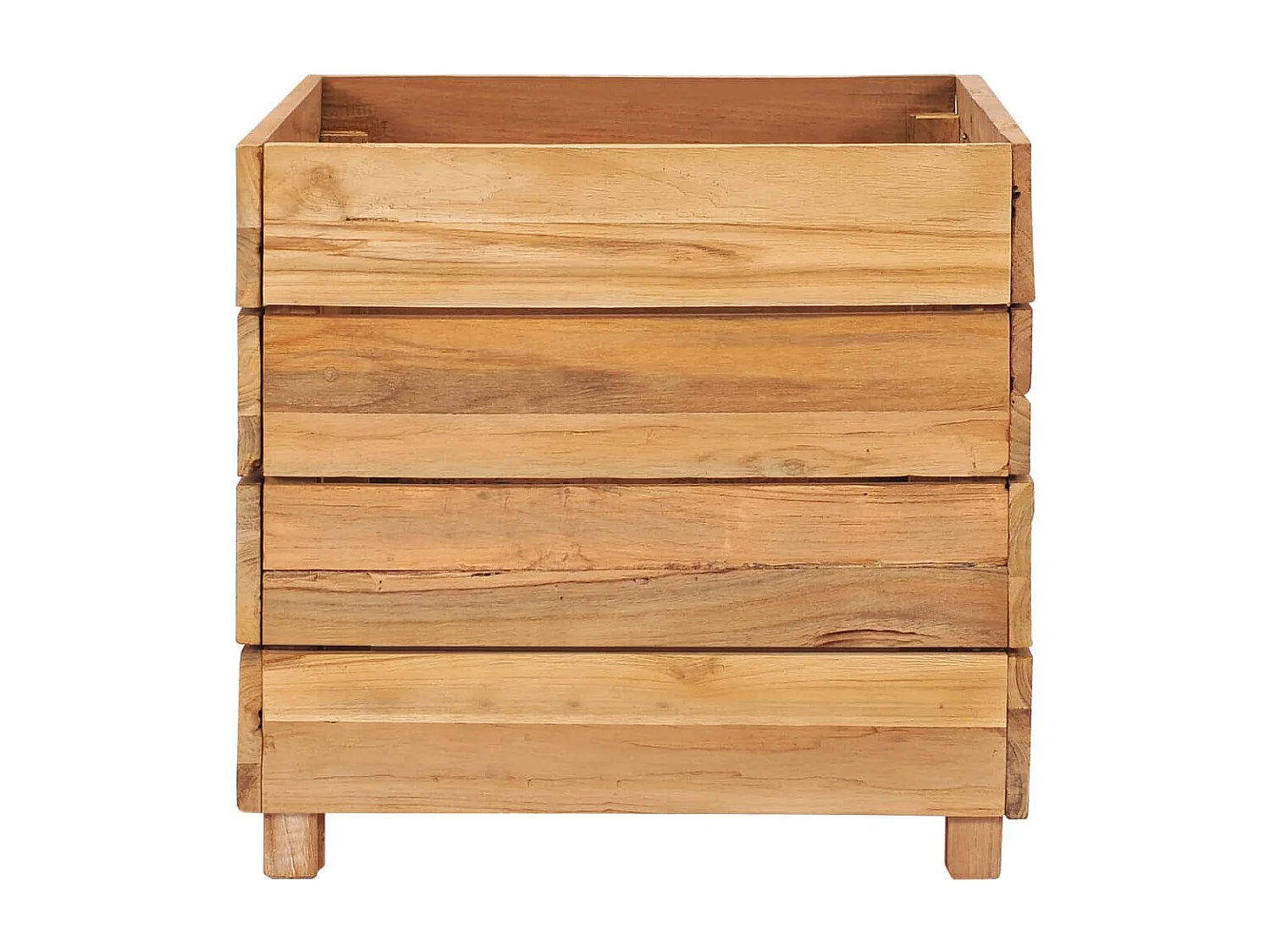 Jardinera arriate elevado plantas flores jardín 50 x 40 x 38 cm madera de teca reciclada y acero 02_0000937