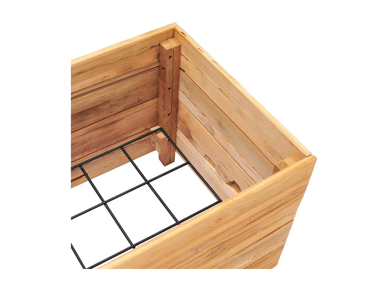 Jardinera arriate elevado plantas flores jardín 50 x 40 x 38 cm madera de teca reciclada y acero 02_0000937