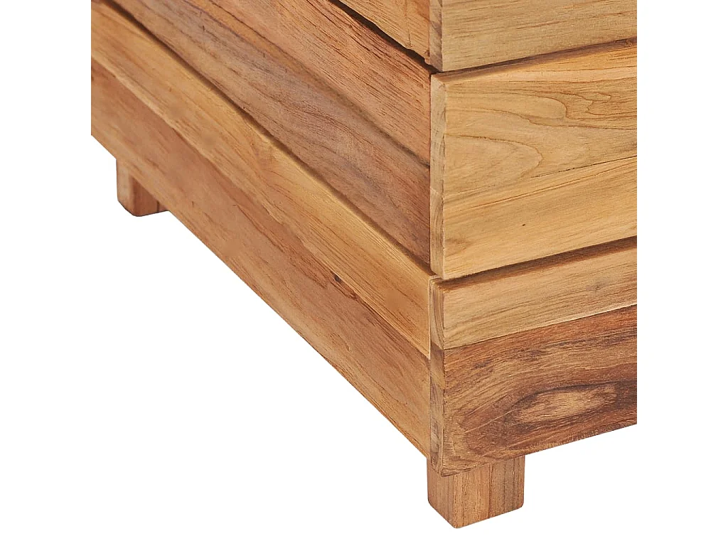 Jardinera arriate elevado plantas flores jardín 50 x 40 x 38 cm madera de teca reciclada y acero 02_0000937