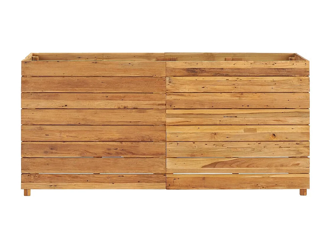 Jardinera elevada para plantas y flores 150 x 40 x 72 cm madera de teca reciclada y acero 02_0000914