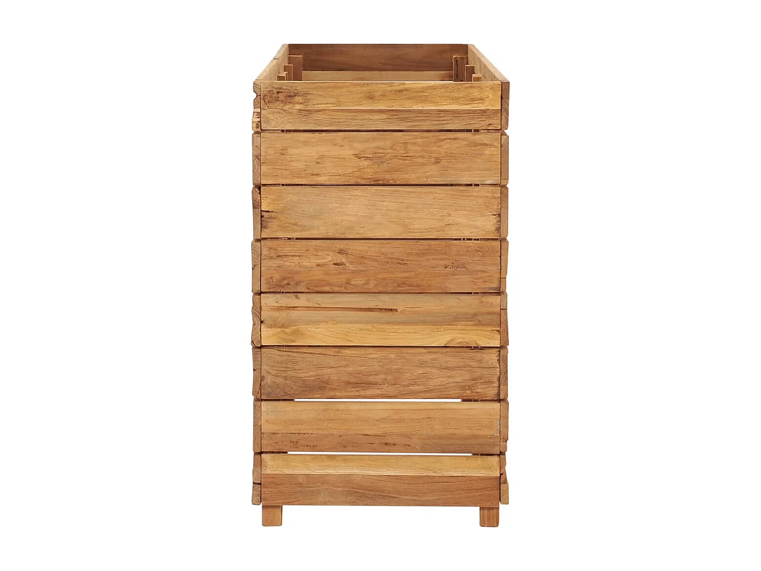 Jardinera elevada para plantas y flores 150 x 40 x 72 cm madera de teca reciclada y acero 02_0000914