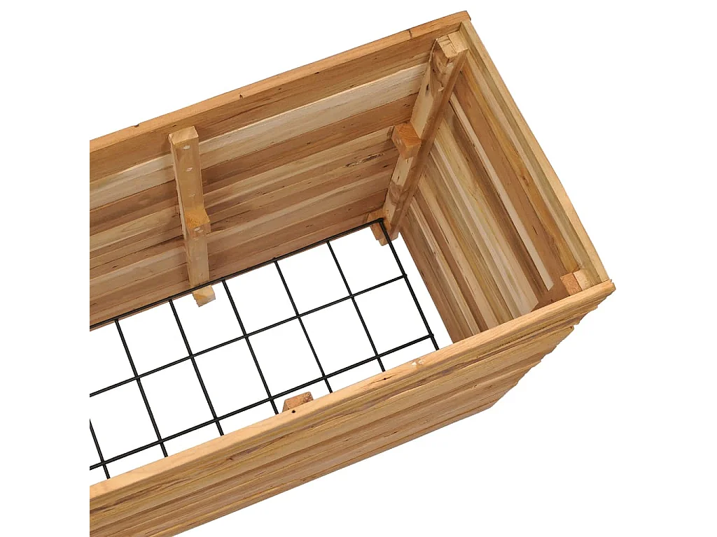 Jardinera elevada para plantas y flores 150 x 40 x 72 cm madera de teca reciclada y acero 02_0000914