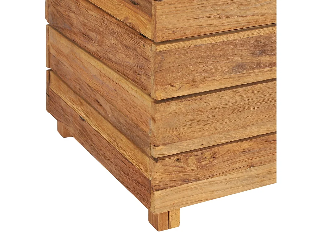 Jardinera elevada para plantas y flores 150 x 40 x 72 cm madera de teca reciclada y acero 02_0000914