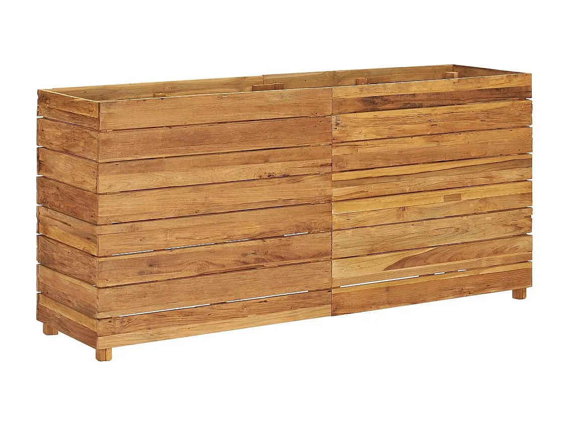 Jardinera elevada para plantas y flores 150 x 40 x 72 cm madera de teca reciclada y acero 02_0000914