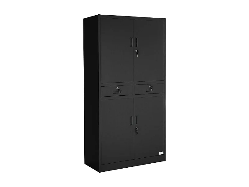 Mueble estantería metal 2 compartimentos + 2 cajones negro 08_0000377