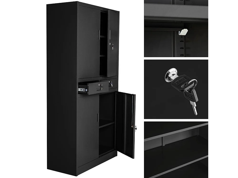 Armoire métallique étagère meuble métal argentée 90 x 40 x 180 cm 08_0000377