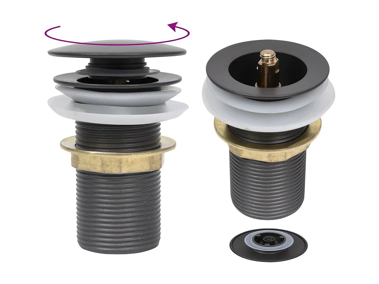 Lavandino da bagno con rubinetto e scarico a saltarello lavabo da appoggio lavabo da bagno lavabo da bagno diametro 42 cm vetro temperato 02_0002862