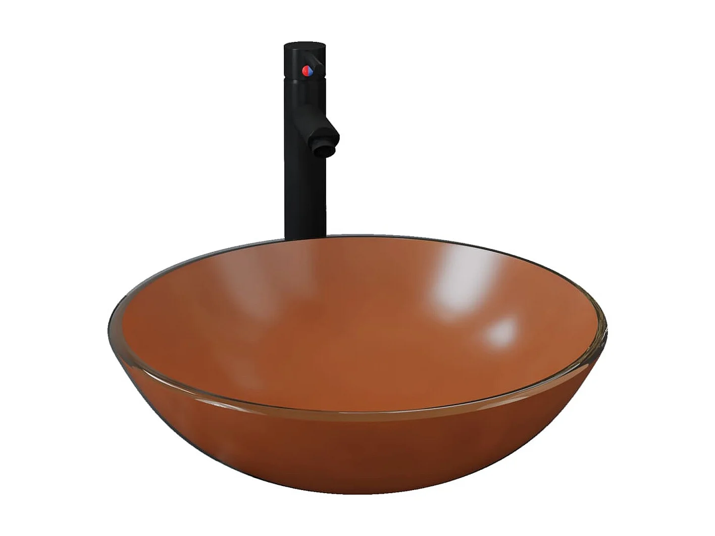 Lavabo da bagno con rubinetto e scarico push lavabo da appoggio per WC lavabo da bagno lavabo per toilette diametro 42 cm vetro temperato 02_0002860